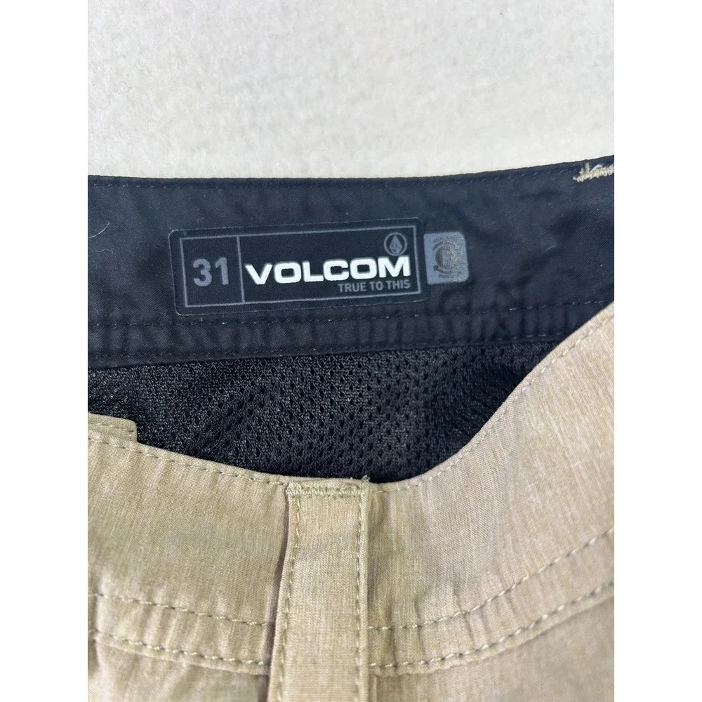 Volcom Mens Hybrid Shorts Khaki Tan Heathered Chino Boardshorts Size 31